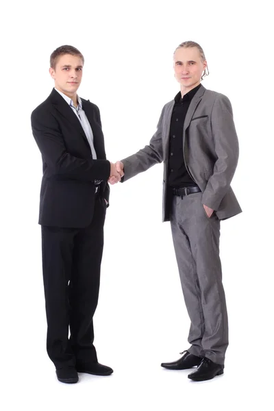 Two businessmen's handshake on a white background — Stock Photo, Image