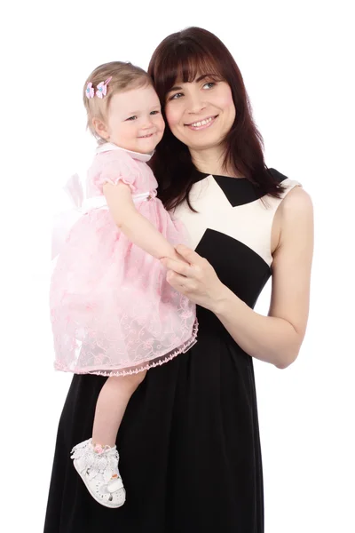Portret słodki matka z dzieckiem na białym tle — Zdjęcie stockowe