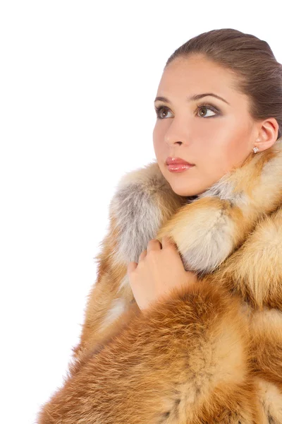 Woman in luxury fur coat — Stock Photo, Image
