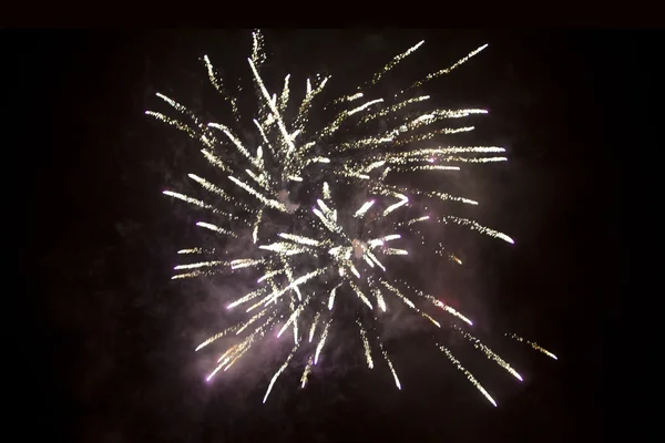 Fuochi d'artificio su sfondo cielo nero — Foto Stock