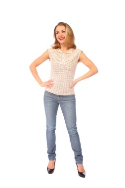 çekici bir genç kadın, tam uzunlukta shot