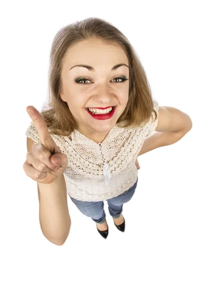 Top view of young attractive woman — Stock Photo, Image