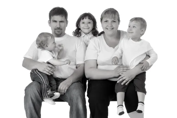 Beautiful smiling happy family of five — Stock Photo, Image