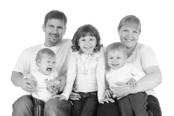 Mooie lachende gelukkige familie van vijf — Stockfoto