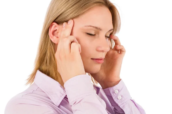 Mujer con dolor de cabeza — Foto de Stock