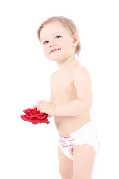 Bambina con fiore rosso — Foto Stock