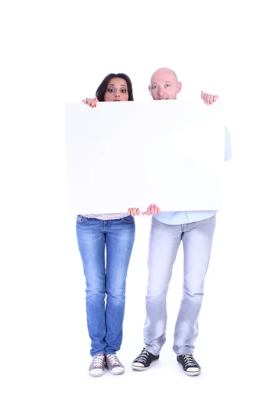 Hombre y mujer con estandarte — Foto de Stock