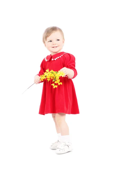 Bambina con fiore giallo — Foto Stock