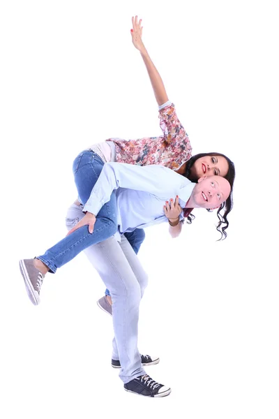 Man ger kvinna piggyback rida — Stockfoto