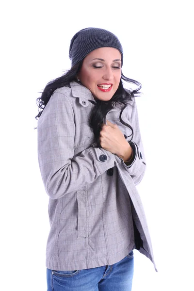 Freezing brunette woman — Stock Photo, Image