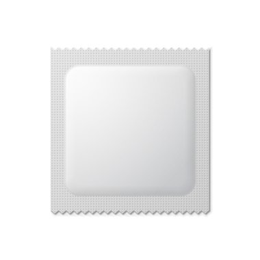 beyaz boş prezervatif ambalajı. folyo paket tasarımı için hazır şablon. vektör eps10