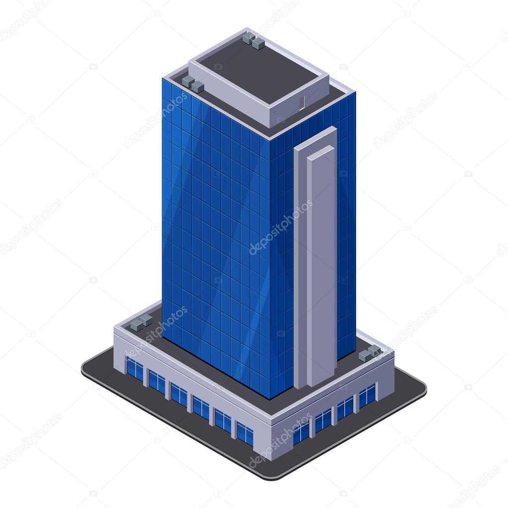 Business Center Building, Office, For Real Estate Brochures Or Web Icon. Isometric Vector EPS10