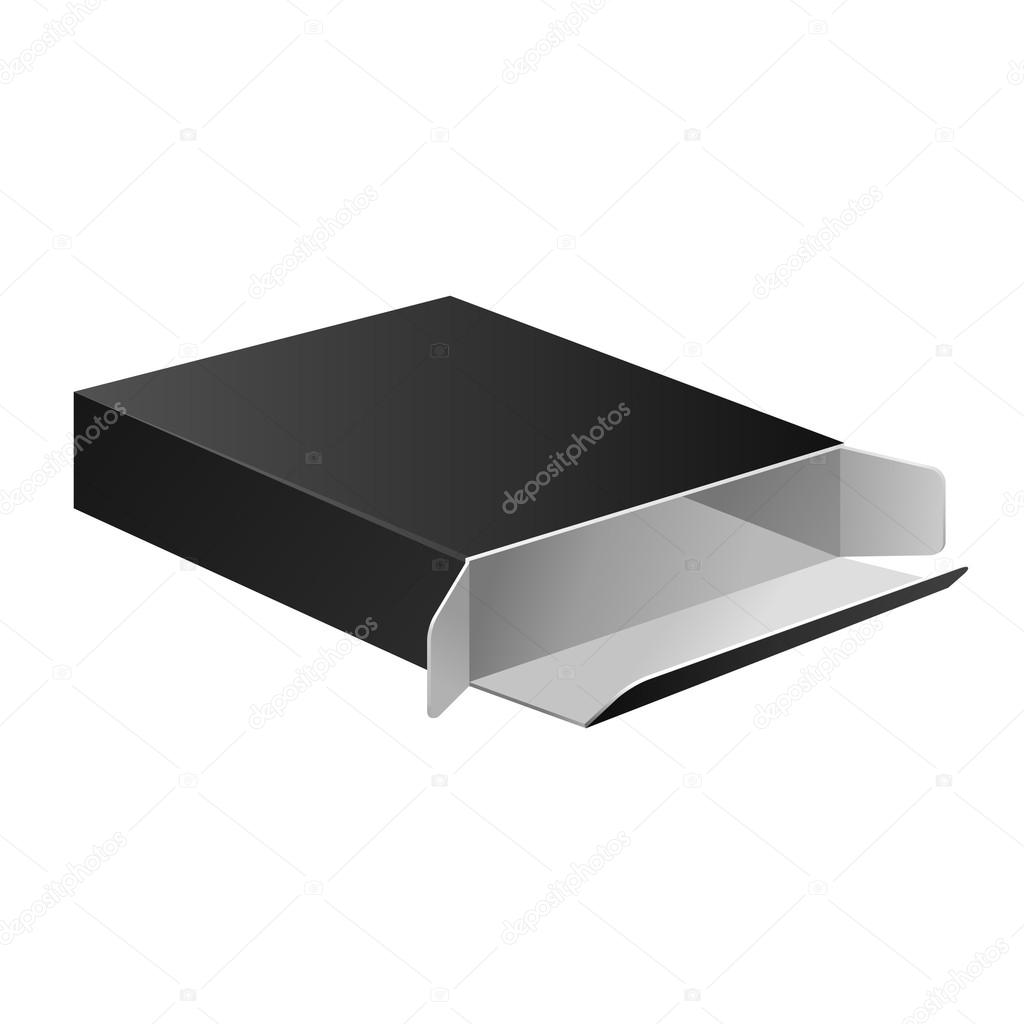 Open Slim Black Carton Box For Medical Product. Vector EPS10