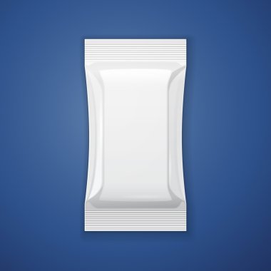 beyaz boş folyo ambalaj kahve, tuz, şeker, biber, baharat, poşet, şeker veya şeker Plastik paket tasarımı için hazır. vektör eps10 ambalaj ürün snack