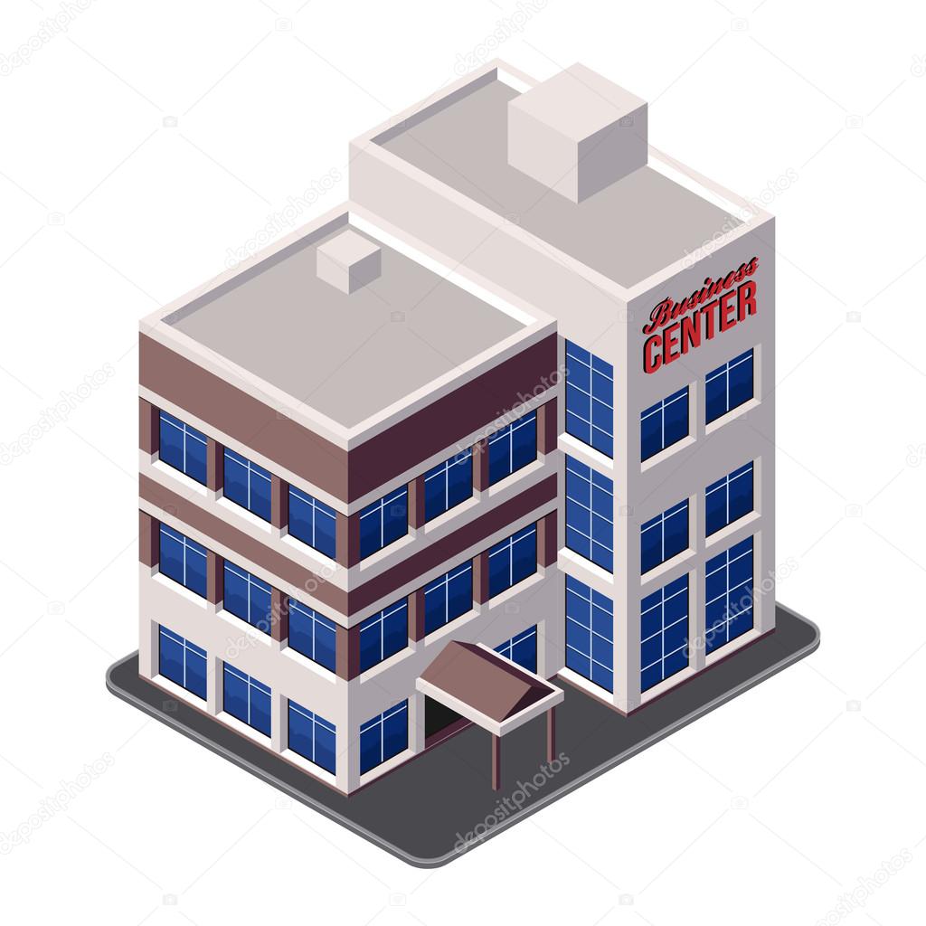 Business Center Building, Office, For Real Estate Brochures Or Web Icon. Isometric Vector EPS10