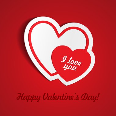 Çift kırmızı kalp kağıt etiket ile gölge Valentine's day illüstrasyon kartpostal eps 10 vektör