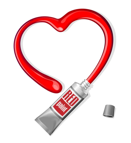 Red Heart From Paint Tube Valentine's Day Vector Background EPS10 — Stock Vector