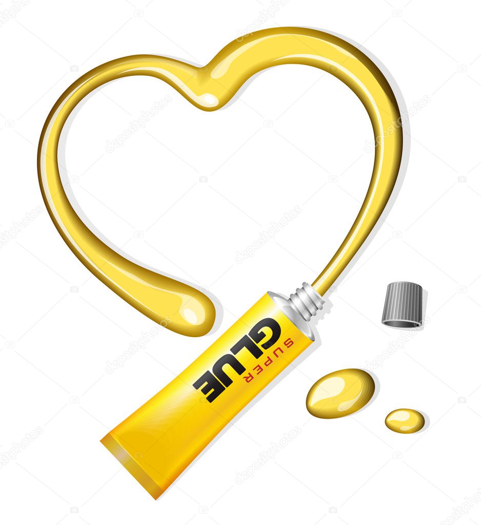 Yellow Glue Heart From Tube Valentine's Day Vector Background EPS10