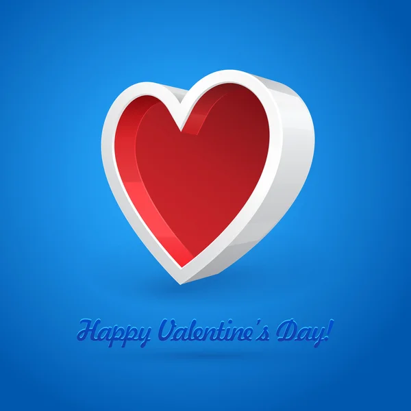 White 3D Plastic Heart Abstract Banner Box On Blue Background. Valentine's Day Illustration Postcard. Vector EPS10 — Stock Vector