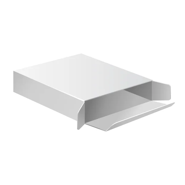 Scatola di cartone in scala di grigi bianca sottile aperta per prodotto medico. Pronto per il tuo design. Vettore EPS10 — Vettoriale Stock