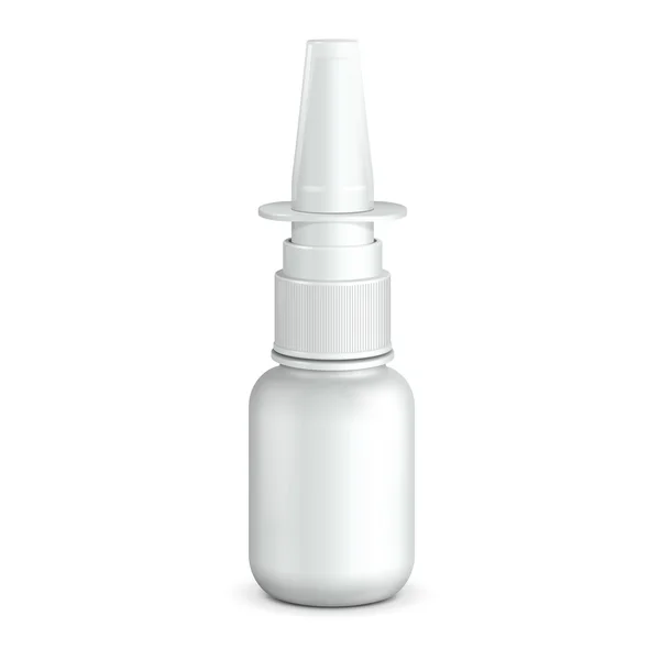 Spray orvosi orrfertőtlenítő gyógyszerek műanyag palack fehér. Készen áll a tervezésre. Termékcsomagolási vektor EPS10 — Stock Vector