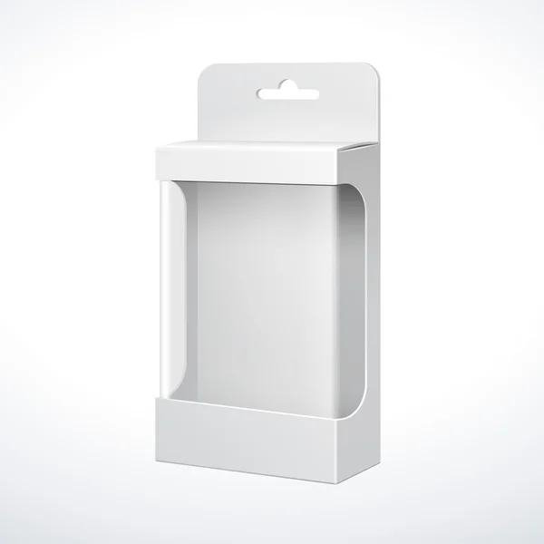 Пакетна коробка білого продукту з вікном. Ілюстрація ізольована на білому тлі. Готовий до вашого дизайну. Вектор EPS10 — стоковий вектор