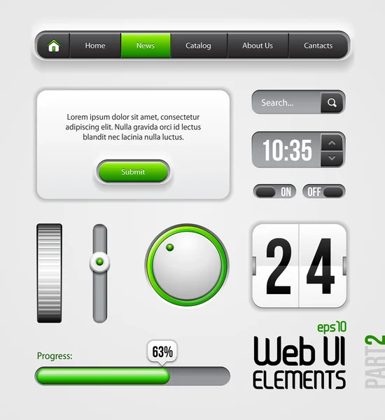 Web UI Elements Design Gris Vert : Partie 2 — Image vectorielle