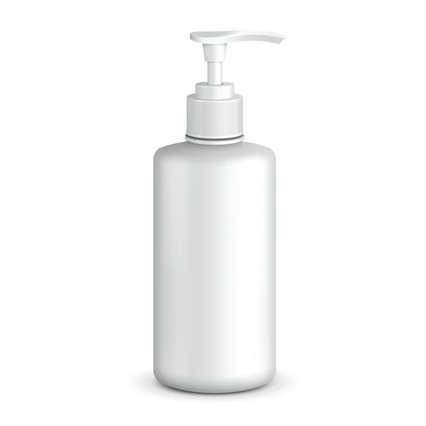 Gel, schiuma o liquido dispenser di sapone pompa bottiglia di plastica bianca. Pronto per il tuo design. Vettore di imballaggio del prodotto EPS10 — Vettoriale Stock
