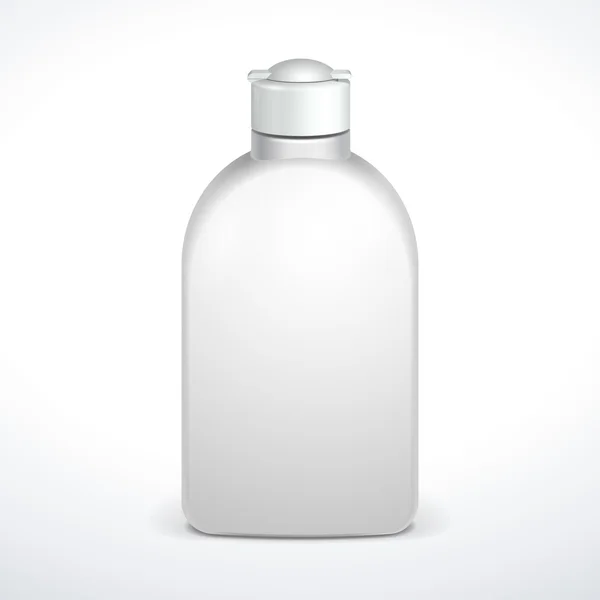 Botella plástica blanca cosmética o higiénica de gel, jabón líquido, loción, crema, champú. Listo para tu diseño. Ilustración Aislado sobre fondo blanco. Vector EPS10 — Archivo Imágenes Vectoriales