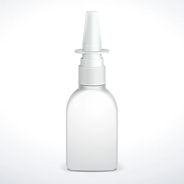 Rocíe el frasco plástico blanco de los medicamentos antisépticos nasales médicos. Listo para tu diseño. Producto Embalaje Vector EPS10 — Archivo Imágenes Vectoriales