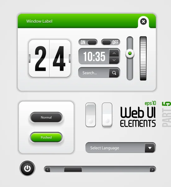 Web UI Elements Design Gray Green: Part 5 — Stock Vector