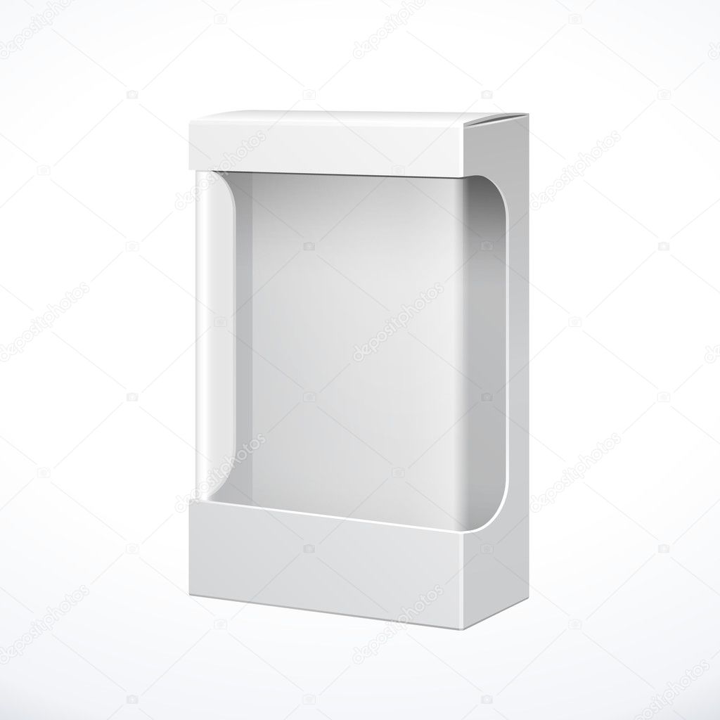 White Product Package Box With Window. Illustration Isolated On White Background. Ready For Your Design. Vector EPS10