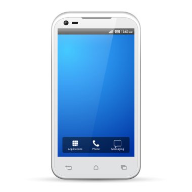Beyaz smartphone şablon görüntü ekran çözünürlüğü 480 x 800. Beyaz arka plan üzerinde izole... vektör eps10