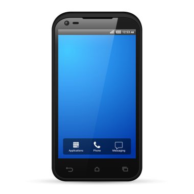 siyah smartphone şablon görüntü ekran çözünürlüğü 480 x 800. Beyaz arka plan üzerinde izole. vektör eps10
