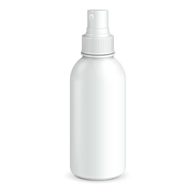 kozmetik parfüm, deodorant, temizleyici veya antiseptik ilaçlar tıbbi plastik şişe beyaz sprey. tasarımınız için hazır. vektör eps10 ambalaj ürün