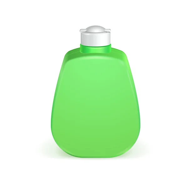 Cosmético fechado ou higiene verde garrafa de plástico de gel, sabão líquido, loção, creme, xampu. Pronto para o seu design. Ilustração Isolado em fundo branco. Vetor EPS10 — Vetor de Stock
