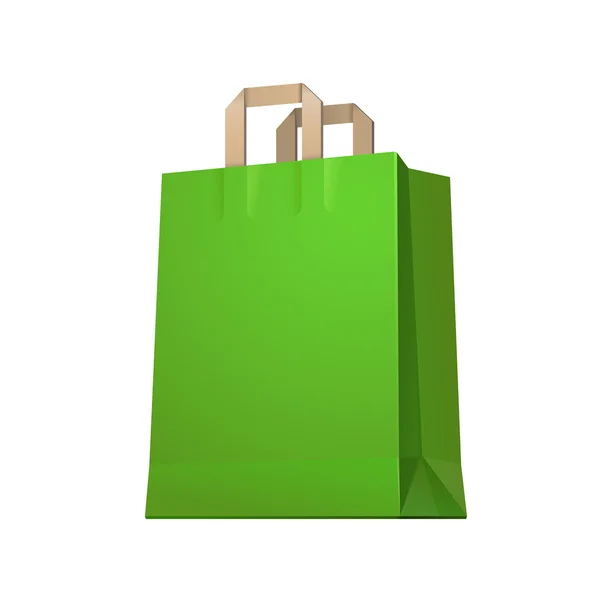 Vervoerder winkelen papier tas groene lege eps10 — Stockvector