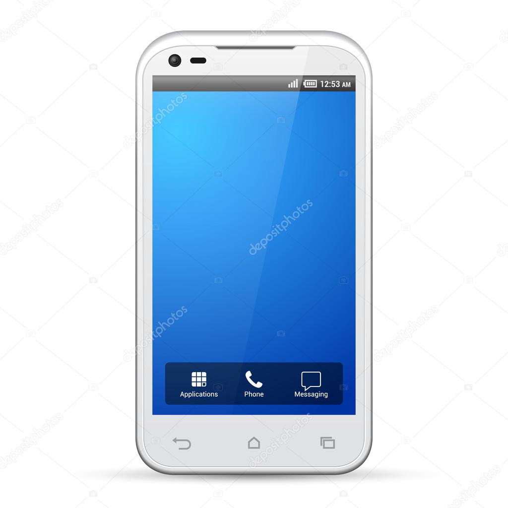 White Smartphone Template Display Screen Resolution 480x800. Isolated On White Background.. Vector EPS10