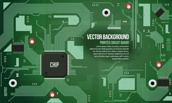 Leiterplatte mit Chip-CPU-Prozessor-Vektor-Hintergrund grün eps10 — Stockvektor