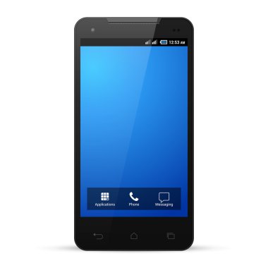 siyah smartphone şablon görüntü ekran çözünürlüğü 480 x 800. Beyaz arka plan üzerinde izole. vektör eps10