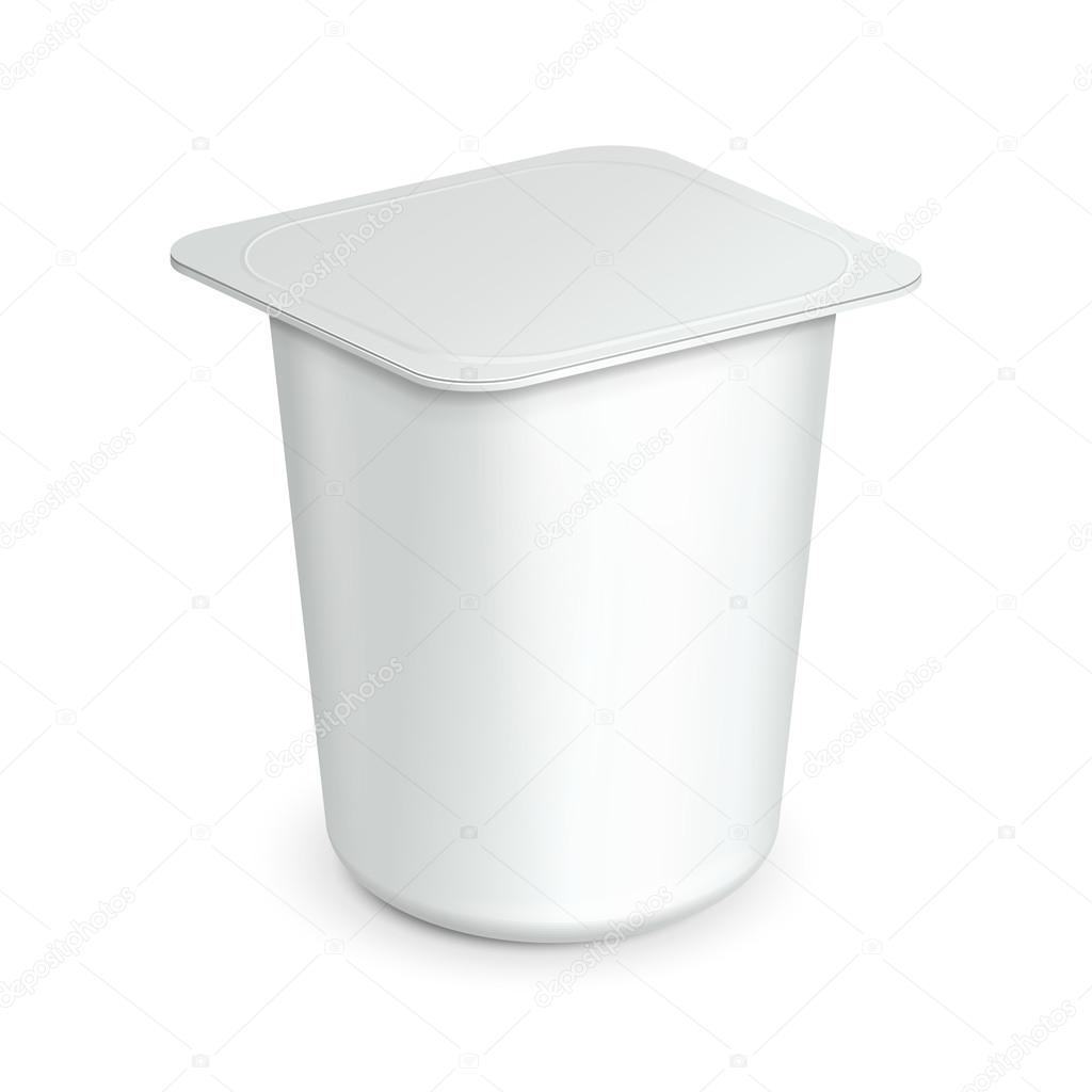 White Cup Tub Food Plastic Container For Dessert, Yogurt, Ice Cream, Sour Sream Or Snack