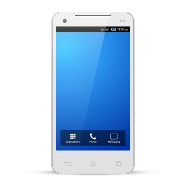 Beyaz smartphone şablon görüntü ekran çözünürlüğü 480 x 800. Beyaz arka plan üzerinde izole... vektör eps10