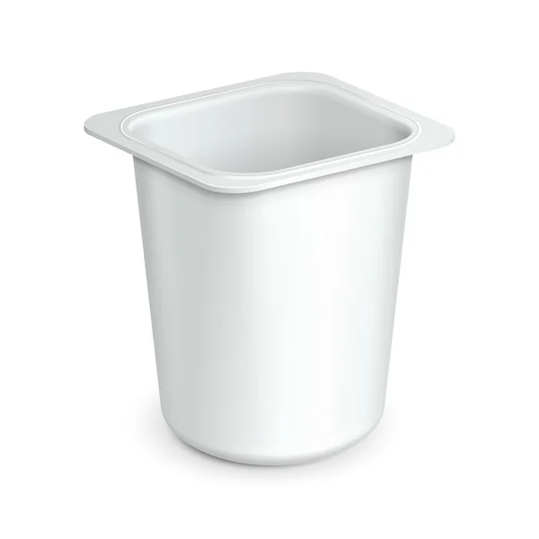 Öppnade vit kopp badkar mat plastbehållare för dessert, yoghurt, glass, sura sream eller mellanmål. redo för din design. produkt förpackning vektor eps10 — Stock vektor