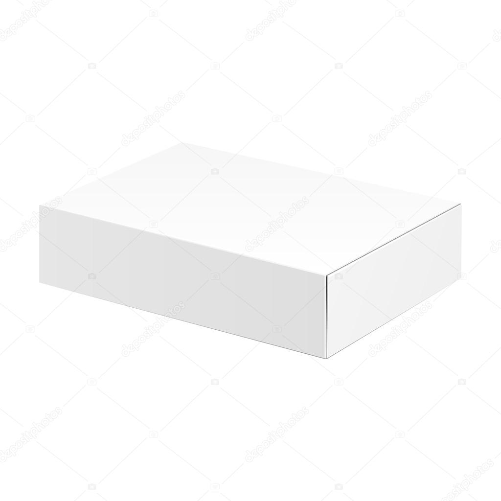 White Product Cardboard Package Box. Illustration Isolated On White Background. Ready For Your Design. Vector EPS10