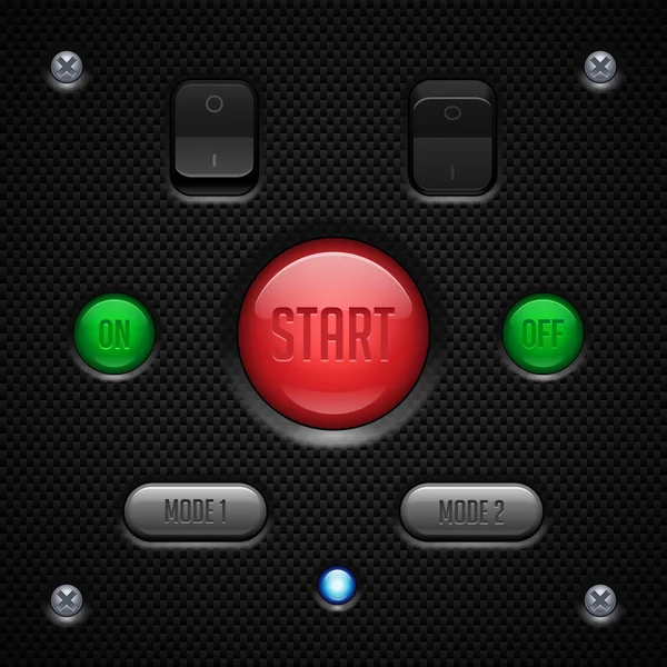 炭素 ui アプリケーション ソフトウェア コントロールを設定します。スイッチ、ボタン、ランプ。web デザイン要素です。ベクトル ユーザー インターフェイス eps10 — ストックベクタ