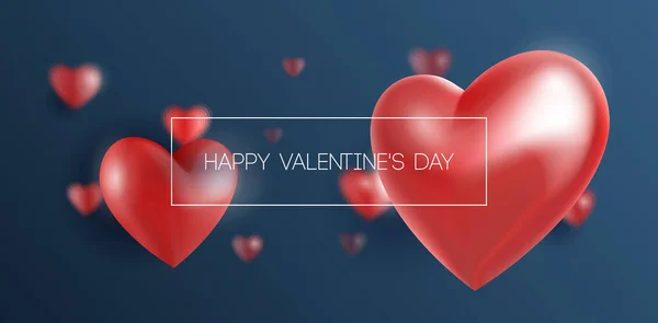 발렌타인 3d 심장 배경 배너. 레드, 화이트, 핑크, 블루. 엽서, 사랑 메시지 또는 텍스트에 대 한 카드 장소 인사말. 준비 귀하의 디자인에 대 한 광고. 벡터 일러스트입니다. Eps10 — 스톡 벡터