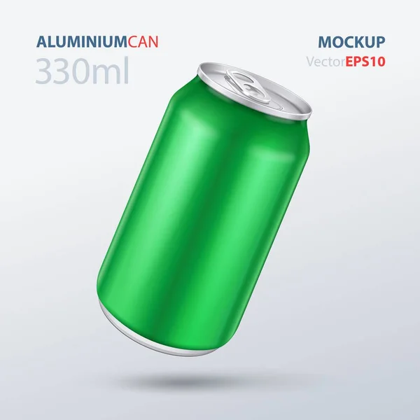 Mockup Red Green Aluminum Beverage Drink blikje 500ml, 0,5L. Bier, frisdrank, limonade, sap, energie. Mock up sjabloon klaar voor uw ontwerp. Geïsoleerd op witte achtergrond. Product verpakking. Vector EPS10 — Stockvector