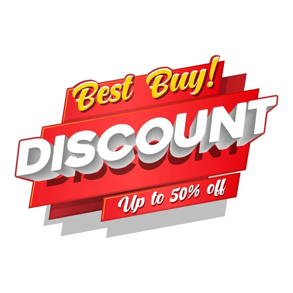 Discount Best Buy Product Up To 50 Off 3D Red Digits Banner, Template Fifty Percent. Sale, Discount. Grayscale, White Numbers. Illustration Isolated On White Background. — Stock Vector