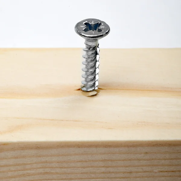 Screw in Wood — Stock Photo, Image