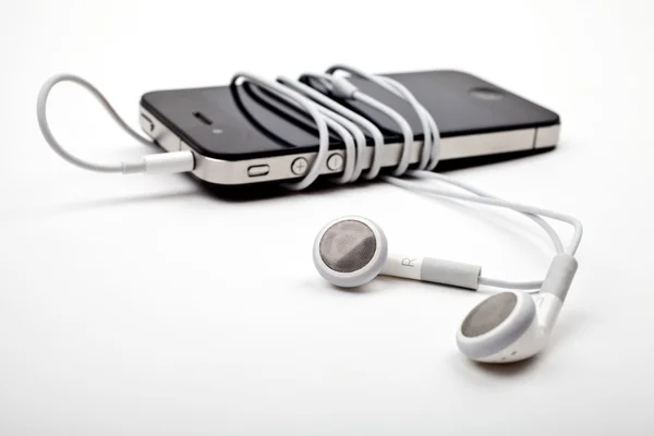 Earphones / Headphones and Music Player — Stock Photo, Image